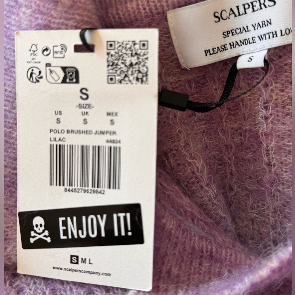 Scalpers Polo Brushed Jumper Sweater In Purple Lilac — image 8 of 8
